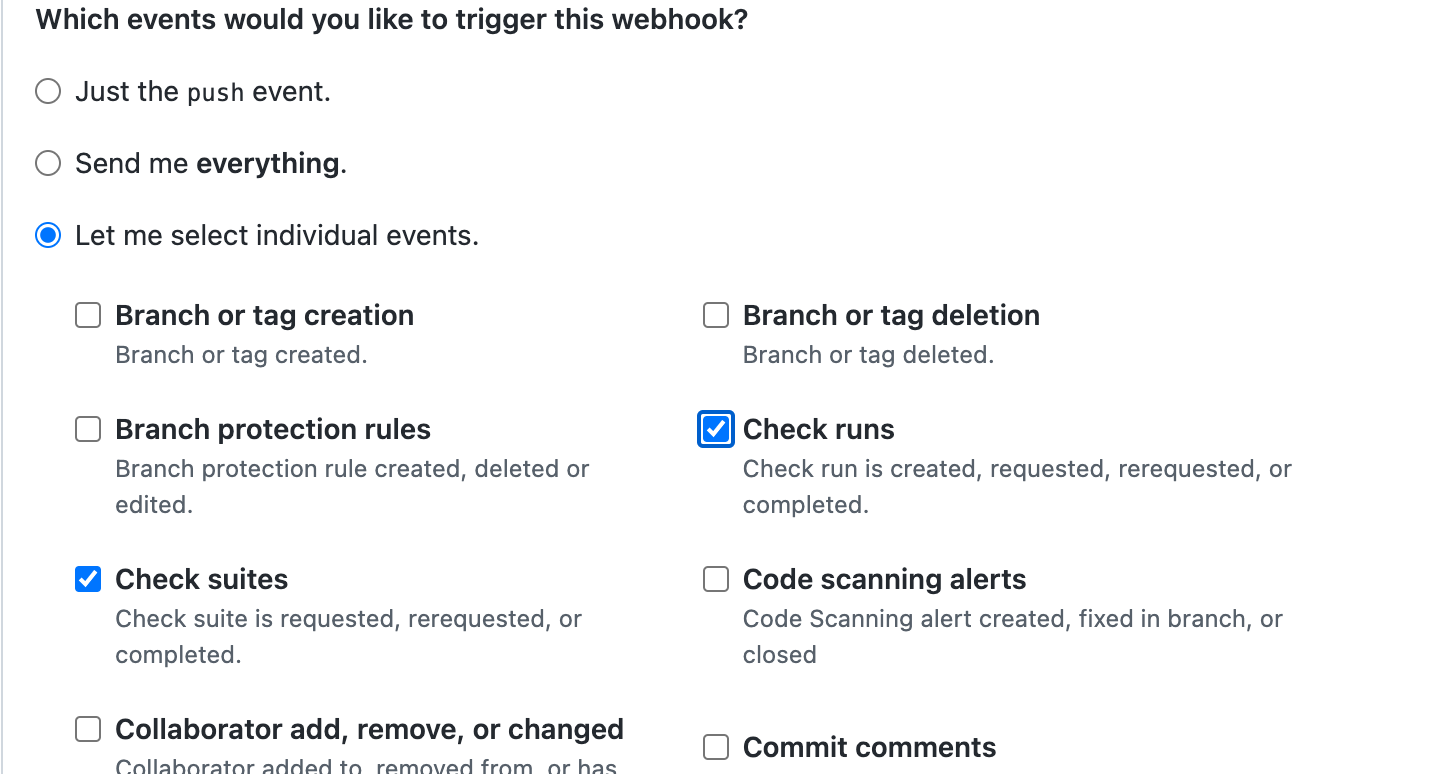 Enable check suites and check runs